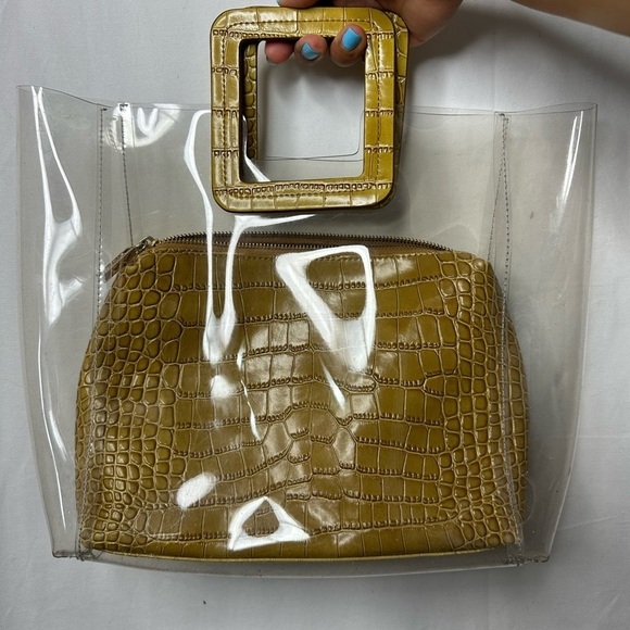 STAUD Clear Purse with Inner Clutch Faux Crocodile Print - Picture 7 of 13